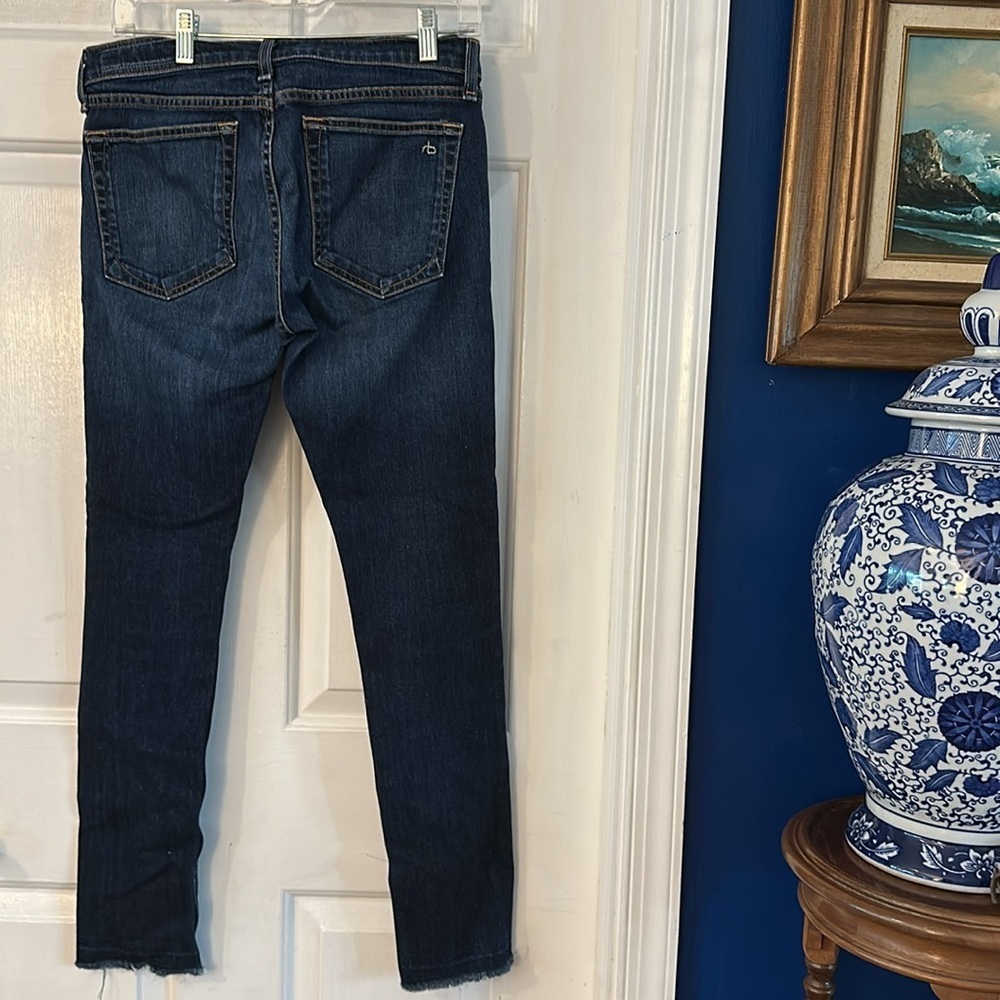 Women’s Rag & Bone Dark Blue Stretch Denim Straight Leg Jeans Size 26 - Picture 5 of 8
